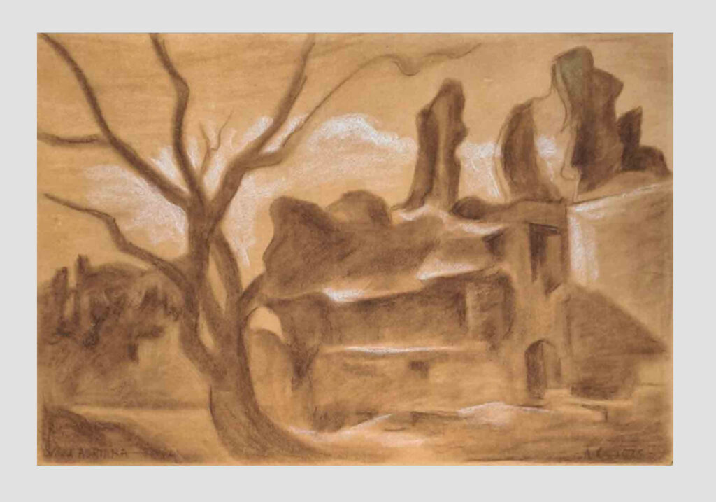 villa adriana, 1935 - gesso pastello