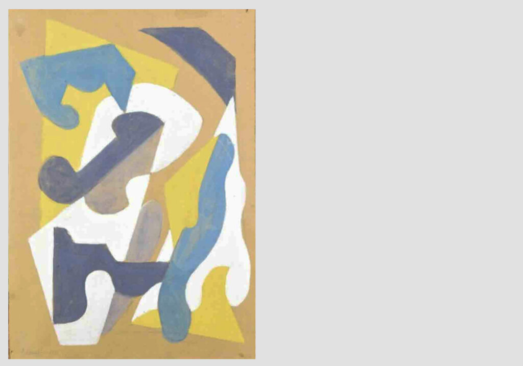 composizione, 1950 - tempera su carta in tela