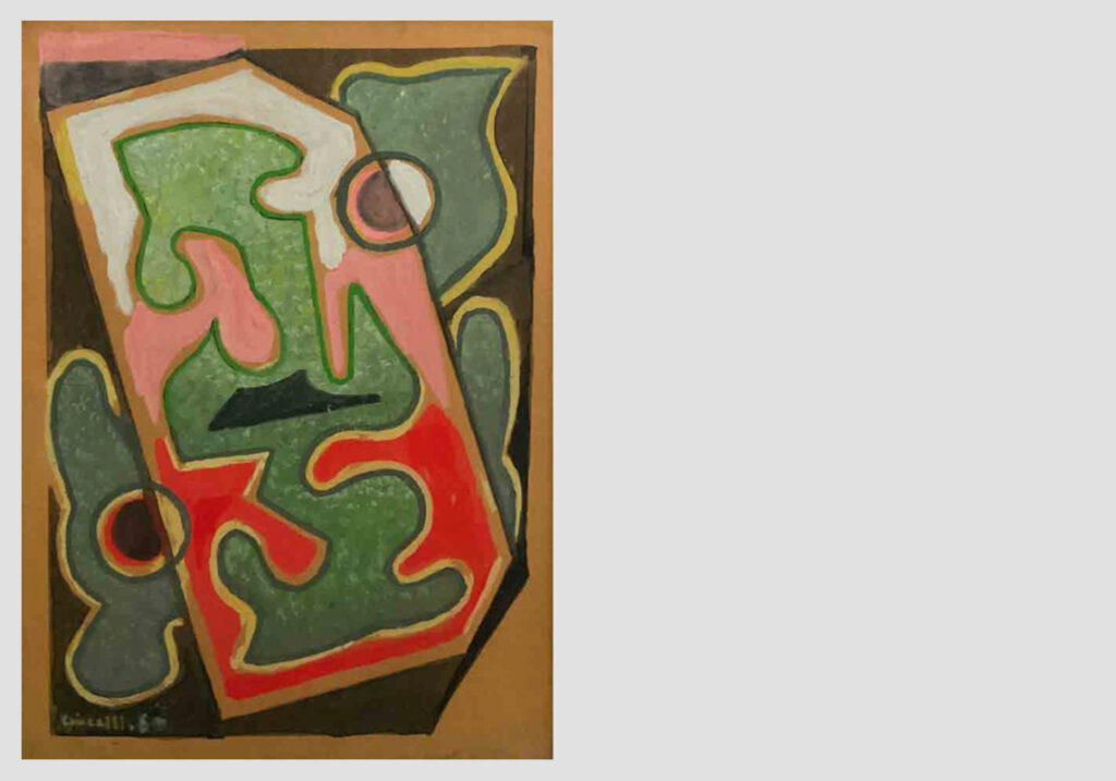 bidimensionale, 1960 - tempera su carta in tela