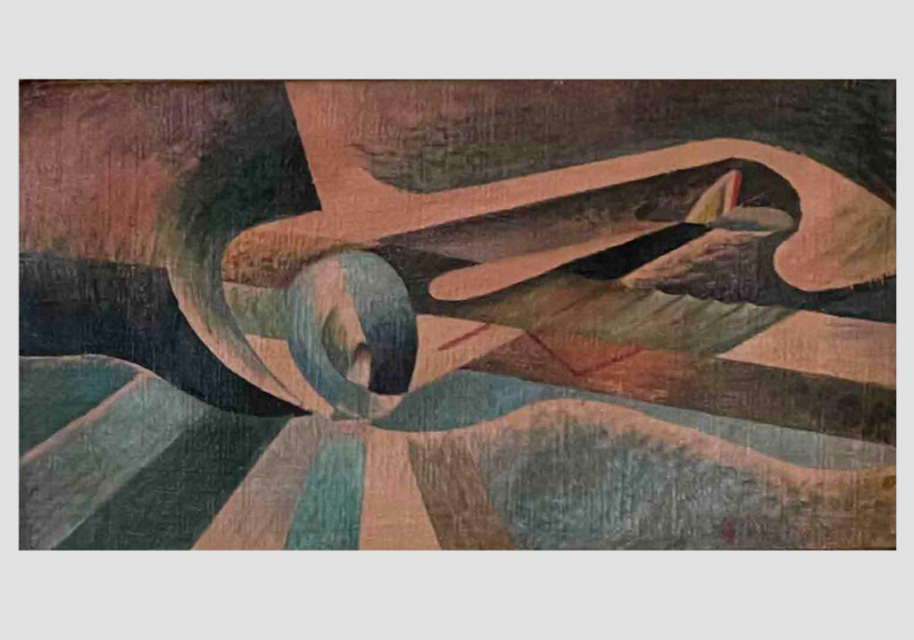 aeroplano, 1949 - olio su tela